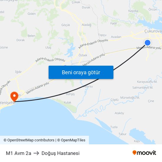 M1 Avm 2a to Doğuş Hastanesi map