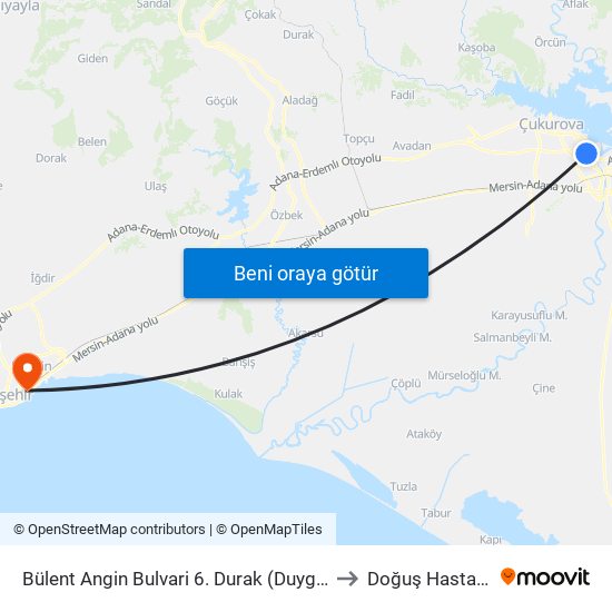 Bülent Angin Bulvari 6. Durak (Duygu Cafe) to Doğuş Hastanesi map