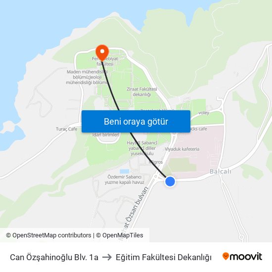 Can Özşahinoğlu Blv. 1a to Eğitim Fakültesi Dekanlığı map