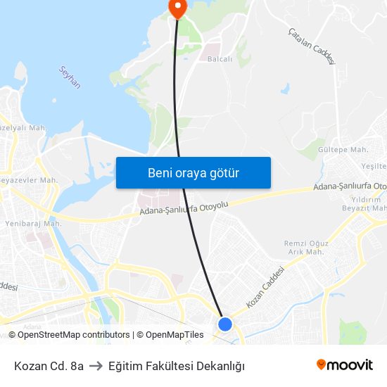 Kozan Cd. 8a to Eğitim Fakültesi Dekanlığı map