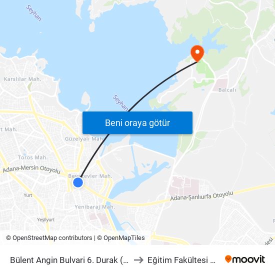 Bülent Angin Bulvari 6. Durak (Duygu Cafe) to Eğitim Fakültesi Dekanlığı map