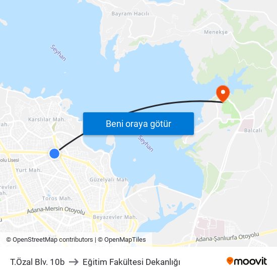 T.Özal Blv. 10b to Eğitim Fakültesi Dekanlığı map