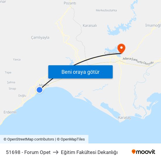51698 - Forum Opet to Eğitim Fakültesi Dekanlığı map