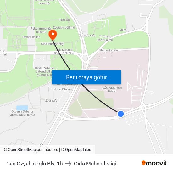 Can Özşahinoğlu Blv. 1b to Gıda Mühendisliği map