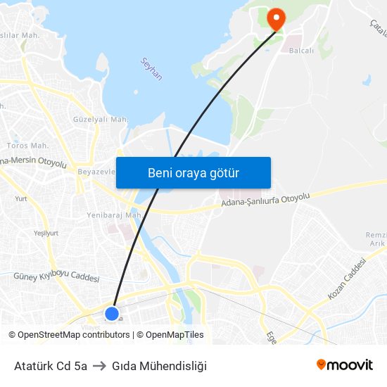 Atatürk Cd 5a to Gıda Mühendisliği map