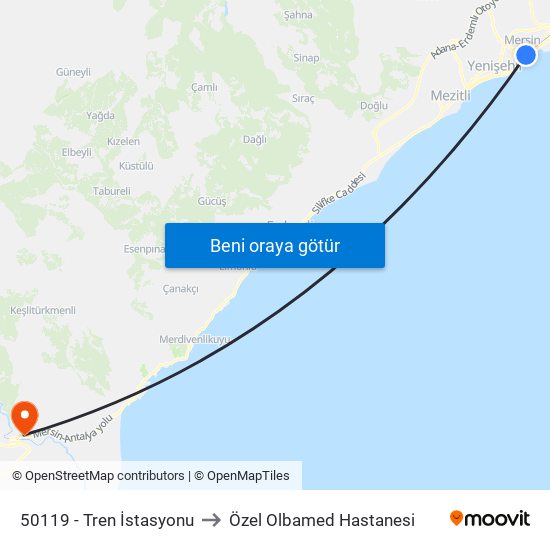 50119 - Tren İstasyonu to Özel Olbamed Hastanesi map