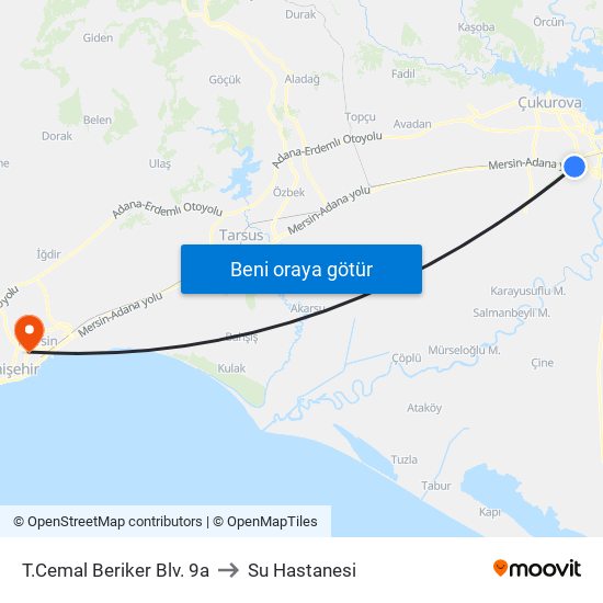 T.Cemal Beriker Blv. 9a to Su Hastanesi map