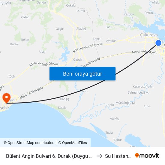 Bülent Angin Bulvari 6. Durak (Duygu Cafe) to Su Hastanesi map