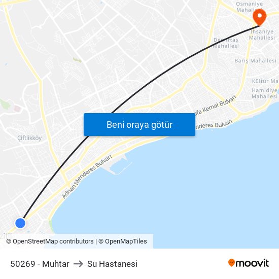 50269 - Muhtar to Su Hastanesi map