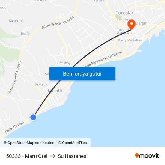 50333 - Martı Otel to Su Hastanesi map