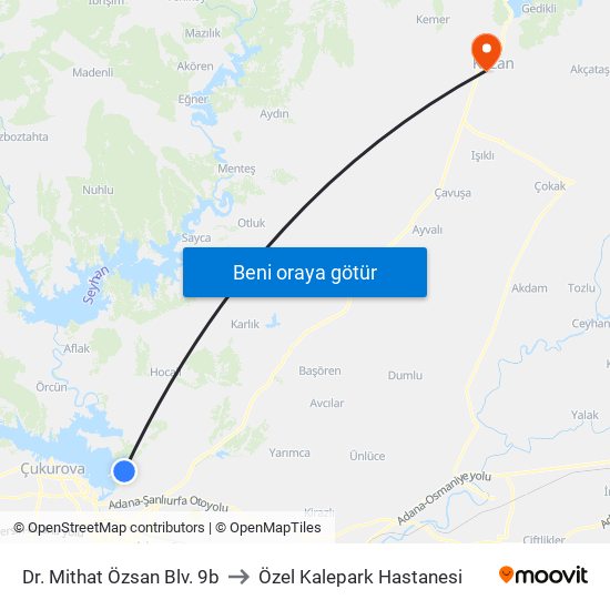 Dr. Mithat Özsan Blv. 9b to Özel Kalepark Hastanesi map
