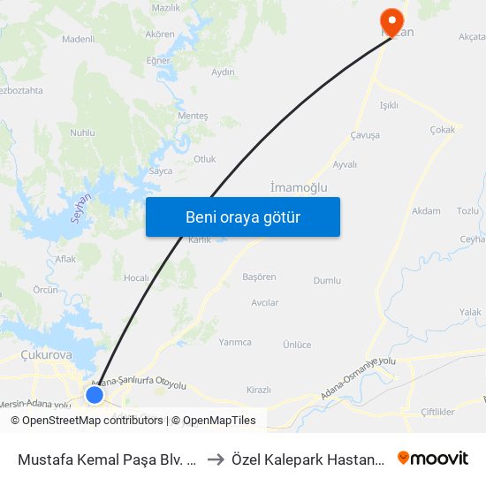 Mustafa Kemal Paşa Blv. 9b to Özel Kalepark Hastanesi map