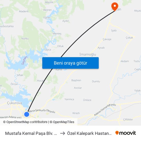Mustafa Kemal Paşa Blv. 7b to Özel Kalepark Hastanesi map