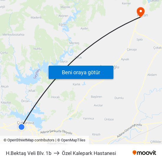 H.Bektaş Veli Blv. 1b to Özel Kalepark Hastanesi map