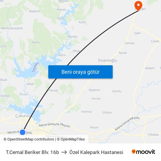 T.Cemal Beriker Blv. 16b to Özel Kalepark Hastanesi map