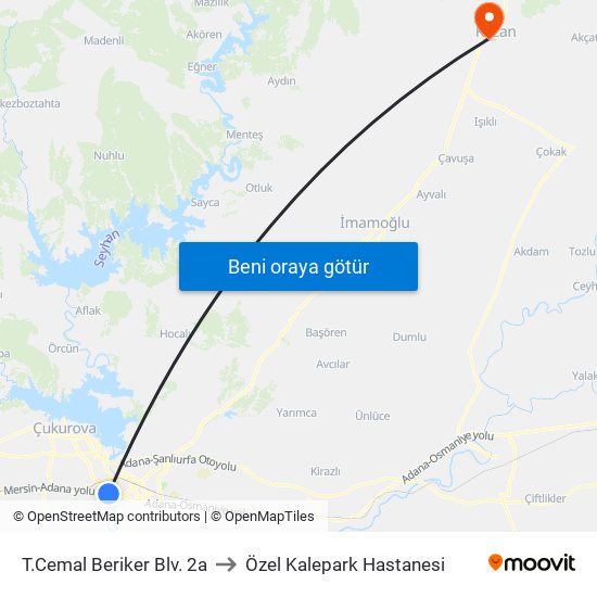 T.Cemal Beriker Blv. 2a to Özel Kalepark Hastanesi map