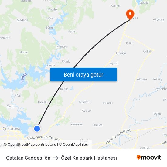 Çatalan Caddesi 6a to Özel Kalepark Hastanesi map