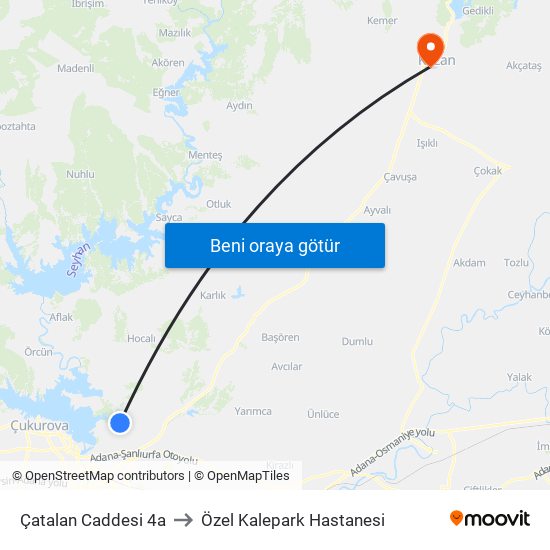 Çatalan Caddesi 4a to Özel Kalepark Hastanesi map