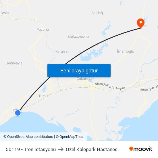 50119 - Tren İstasyonu to Özel Kalepark Hastanesi map