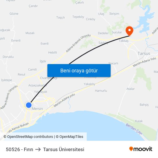50526 - Fırın to Tarsus Üniversitesi map