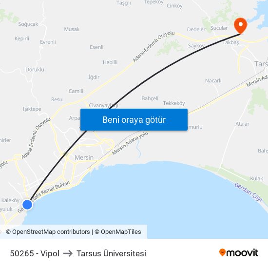 50265 - Vipol to Tarsus Üniversitesi map