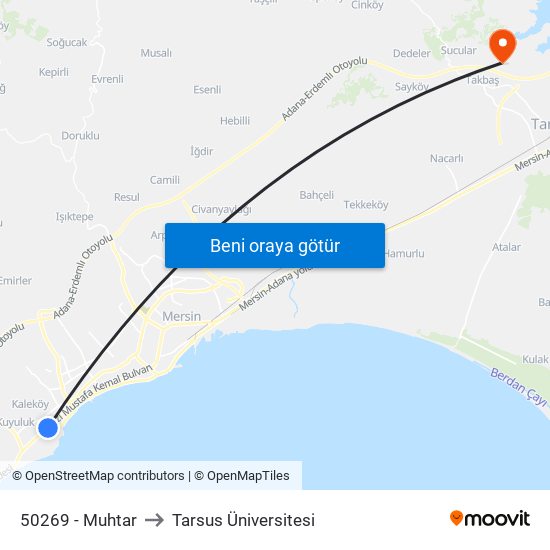 50269 - Muhtar to Tarsus Üniversitesi map