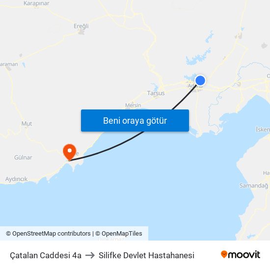 Çatalan Caddesi 4a to Silifke Devlet Hastahanesi map