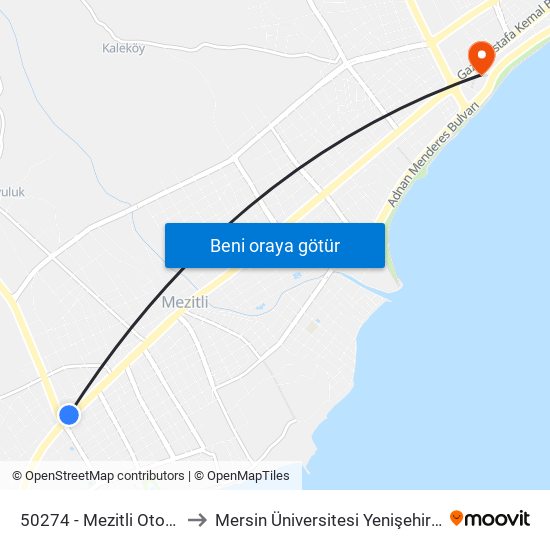 50274 - Mezitli Otoban Yolu to Mersin Üniversitesi Yenişehir Yerleşkesi map