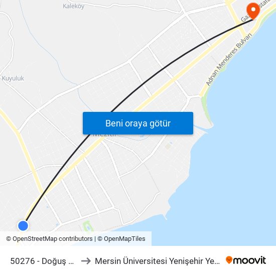 50276 - Doğuş Sitesi to Mersin Üniversitesi Yenişehir Yerleşkesi map