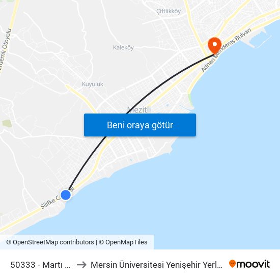 50333 - Martı Otel to Mersin Üniversitesi Yenişehir Yerleşkesi map