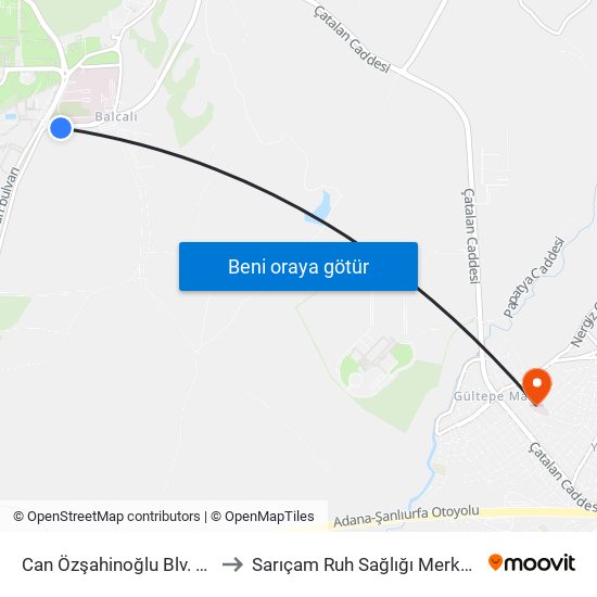 Can Özşahinoğlu Blv. 1a to Sarıçam Ruh Sağlığı Merkezi map