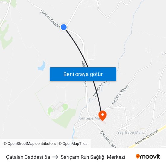 Çatalan Caddesi 6a to Sarıçam Ruh Sağlığı Merkezi map