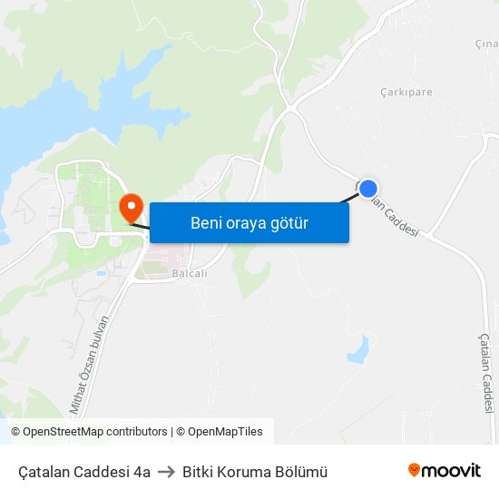 Çatalan Caddesi 4a to Bitki Koruma Bölümü map