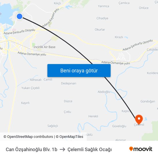 Can Özşahinoğlu Blv. 1b to Çelemli Sağlık Ocağı map