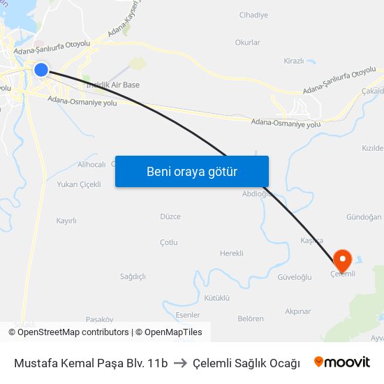 Mustafa Kemal Paşa Blv. 11b to Çelemli Sağlık Ocağı map