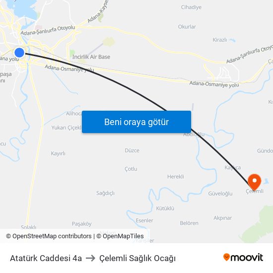 Atatürk Caddesi 4a to Çelemli Sağlık Ocağı map