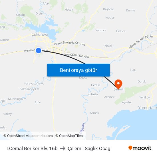 T.Cemal Beriker Blv. 16b to Çelemli Sağlık Ocağı map