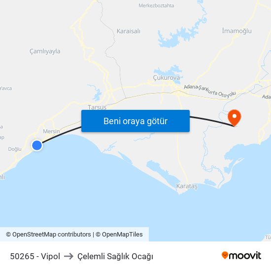 50265 - Vipol to Çelemli Sağlık Ocağı map