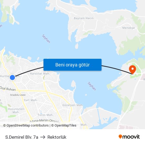 S.Demirel Blv. 7a to Rektorlük map