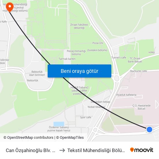 Can Özşahinoğlu Blv. 1b to Tekstil Mühendisliği Bölümü map