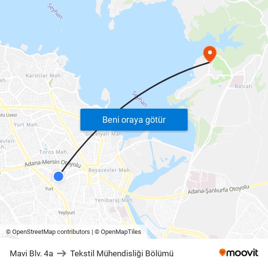 Mavi Blv. 4a to Tekstil Mühendisliği Bölümü map