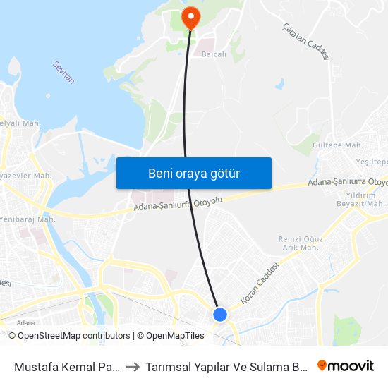 Mustafa Kemal Paşa 1 to Tarımsal Yapılar Ve Sulama Bölümü map