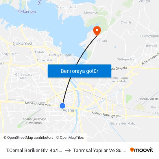 T.Cemal Beriker Blv. 4a/İstiklal Metro to Tarımsal Yapılar Ve Sulama Bölümü map