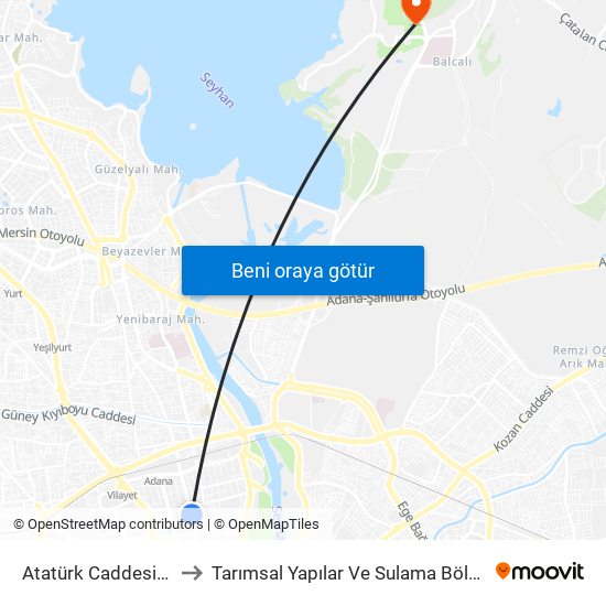 Atatürk Caddesi 3a to Tarımsal Yapılar Ve Sulama Bölümü map