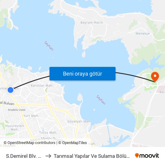 S.Demirel Blv. 7a to Tarımsal Yapılar Ve Sulama Bölümü map