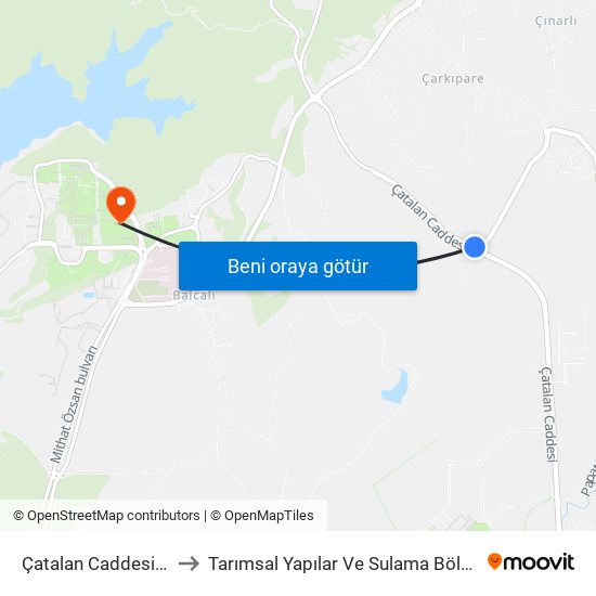 Çatalan Caddesi 6a to Tarımsal Yapılar Ve Sulama Bölümü map