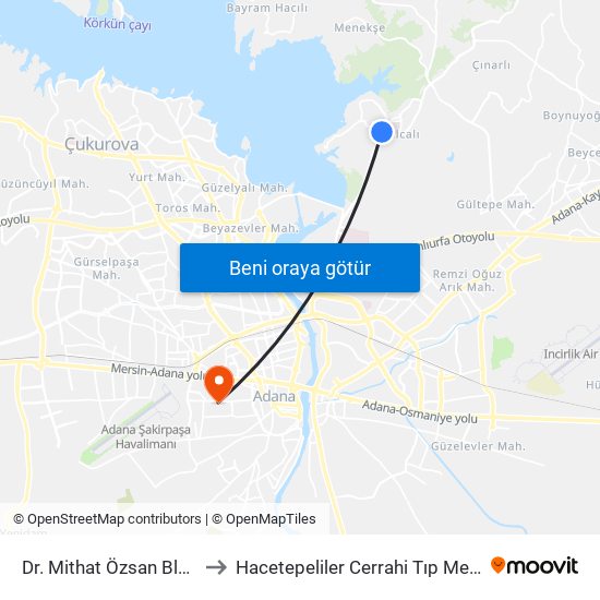 Dr. Mithat Özsan Blv. 9b to Hacetepeliler Cerrahi Tıp Merkezi map