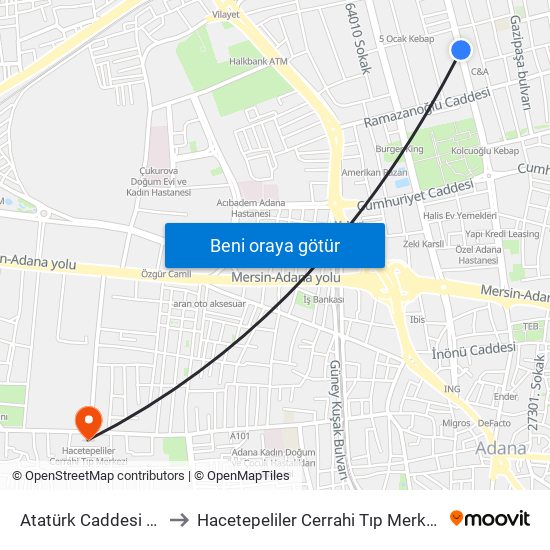 Atatürk Caddesi 4a to Hacetepeliler Cerrahi Tıp Merkezi map