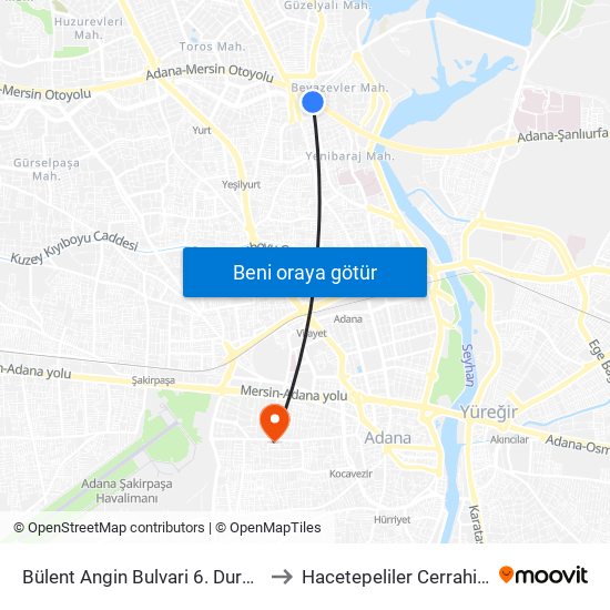 Bülent Angin Bulvari 6. Durak (Duygu Cafe) to Hacetepeliler Cerrahi Tıp Merkezi map