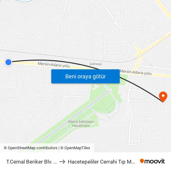 T.Cemal Beriker Blv. 16b to Hacetepeliler Cerrahi Tıp Merkezi map